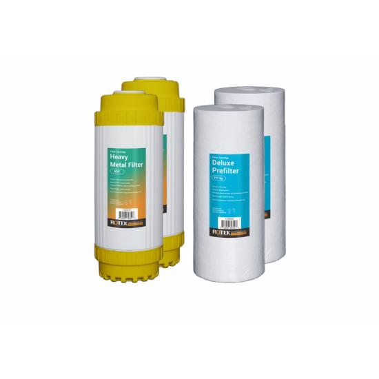 Whole House - Filter set - 10" x 4.5" Heavy Metals 2 Year 4 Filters (2SED, 2KDF) Whole House - Filter set - 10" x 4.5" Heavy Metals 2 Year 4 Filters (2SED, 2KDF)