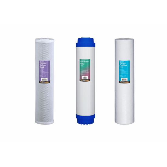 Whole House - Filter set - 20" x 4.5" Anti-Scale 1 Year (1SED, 1PHO, 1ACB) Whole House - Filter set - 20" x 4.5" Anti-Scale 1 Year (1SED, 1PHO, 1ACB)